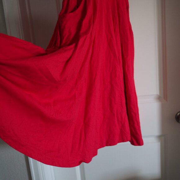 Svaha USA Red Sleeveless Twirl Dress Sz XS With Pockets 100% Cotton - Picture 6 of 8